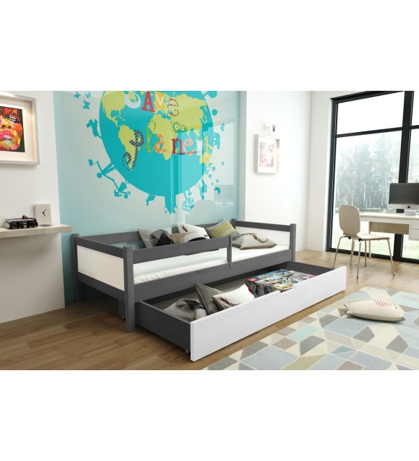Dětská postel Sara šedá / bílá  + matrace