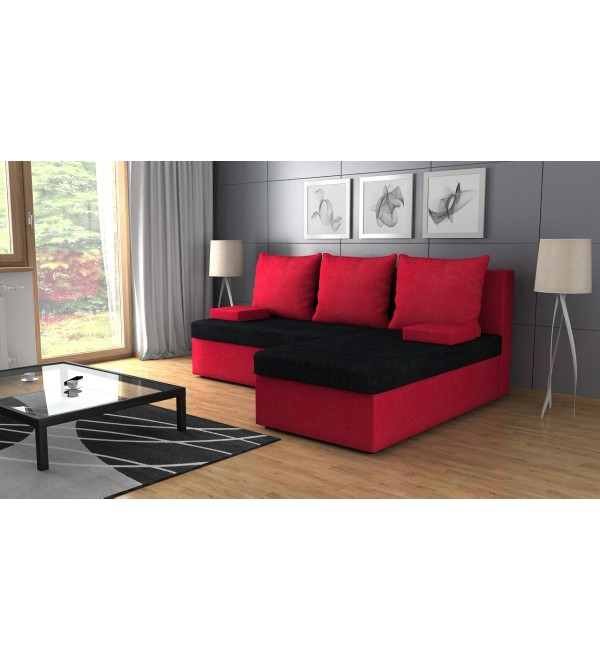 Rohová rozkládací sedačka CINDY černo-červená