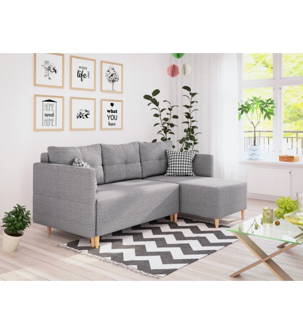 Rohová rozkládací sedačka Merlin šedá