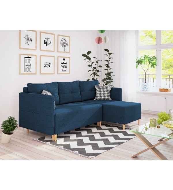 Rohová rozkládací sedačka Merlin tmavě modrá