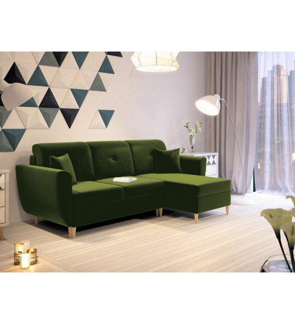 Rohová rozkládací sedačka FRANK - zelená varianta 2