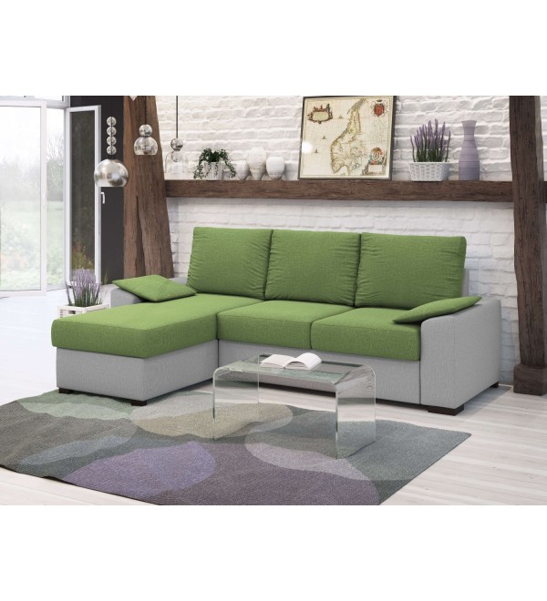 Rohová rozkládací sedačka LENA šedá -  zelená